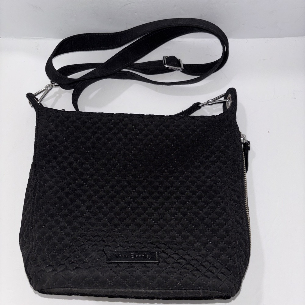 Vera Bradley Black Quilted Crossbody Bag W/ Floral Lining